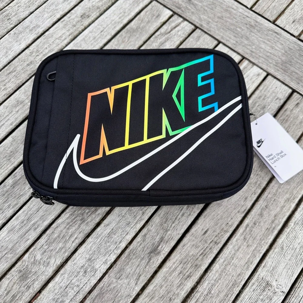 Nike Insulated Hard Shell Lunch Box 4L Black Rainbow 9A2744-H24 NEW Swoosh Gift